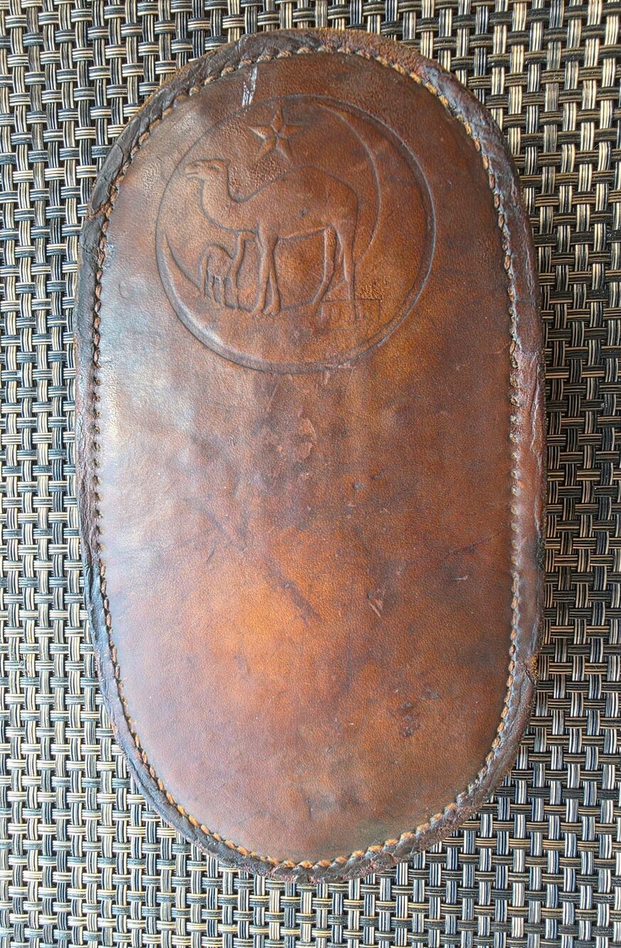 Antique Army Cavalry Leather Horse Curry Brush 1900s Camel motif